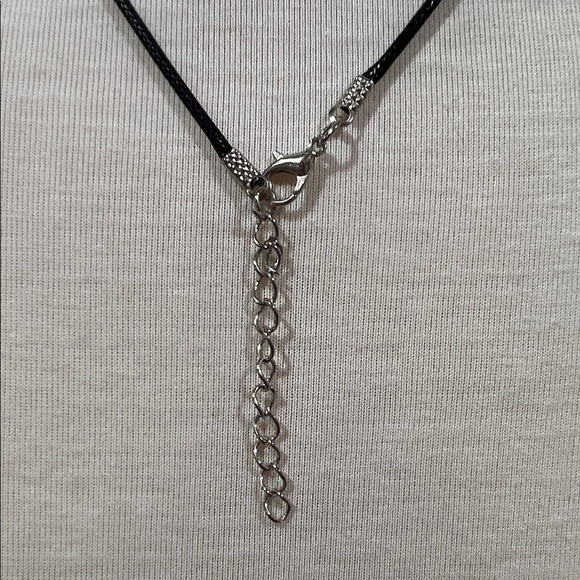 Yellow Cross Resin Pendant on Black Wax Cord Necklace - Picture 4 of 5